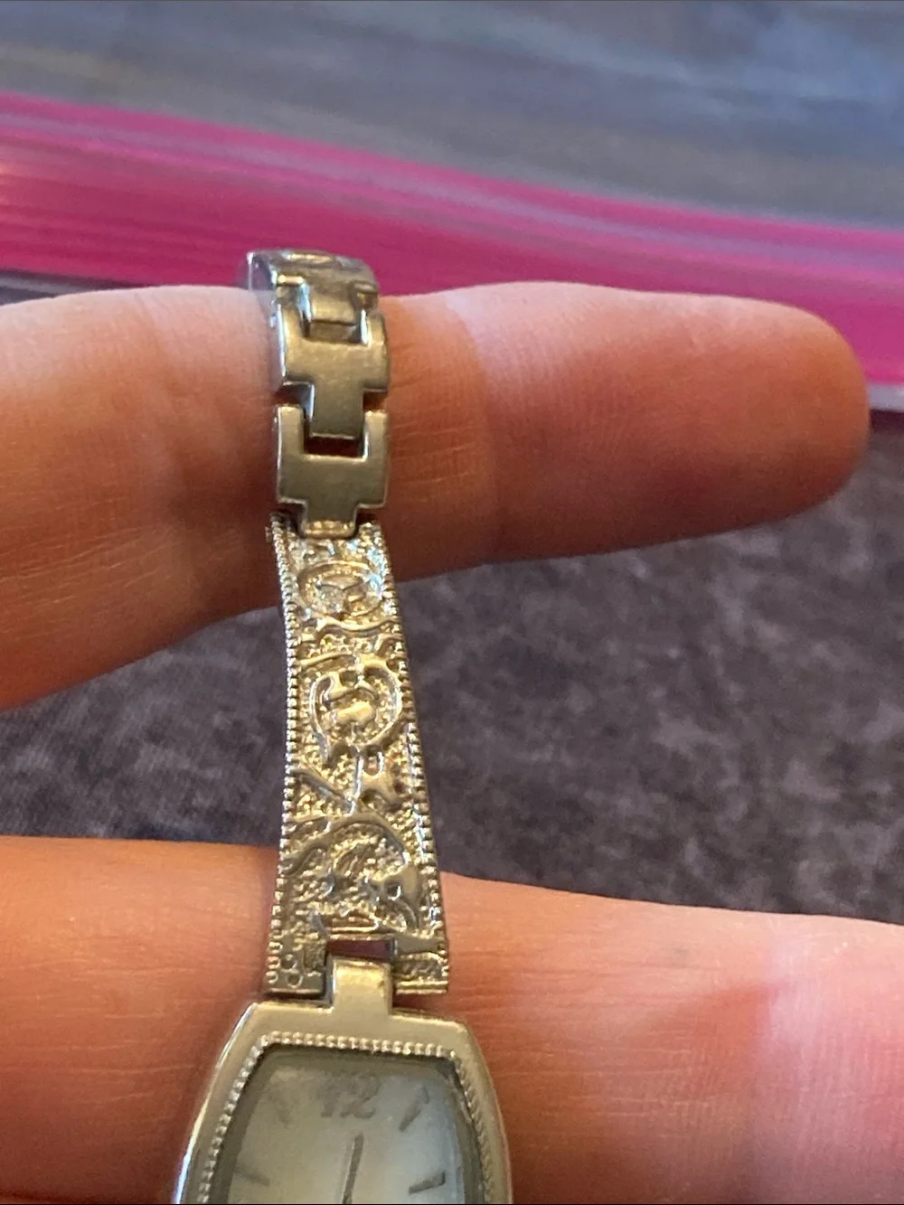 Silver Tone Decorative Running Women's Bracelet Watch